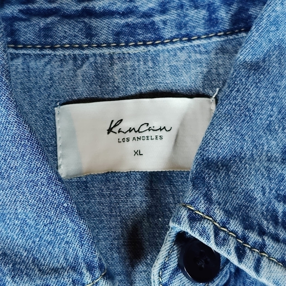 Kancan Virginia Button Down Denim Shirt Dress Belt Pockets Women's XL Blue - Picture 10 of 14